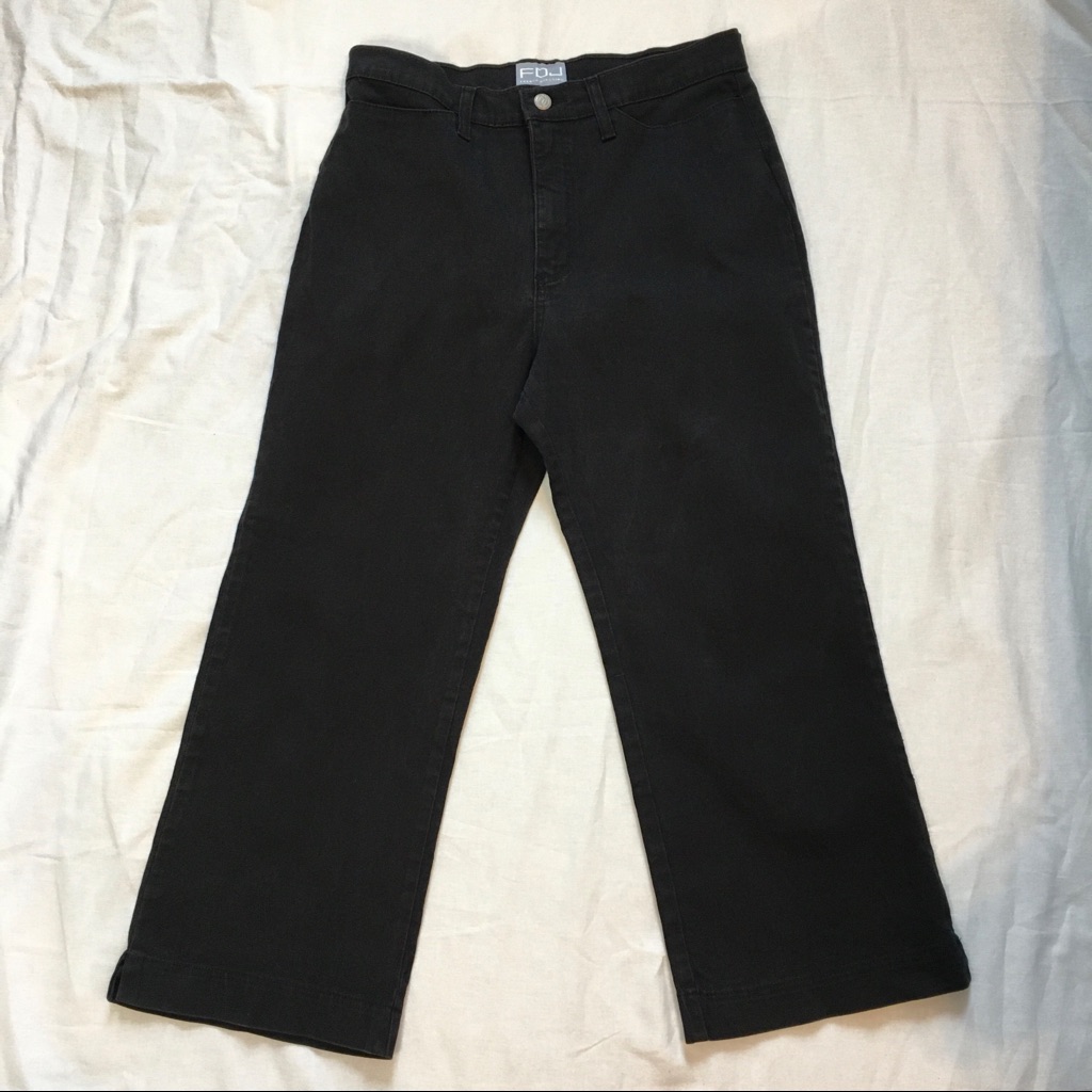 Vtg Fdj French Dressing High Rise Black Denim Bootcut Crop Jeans, 10